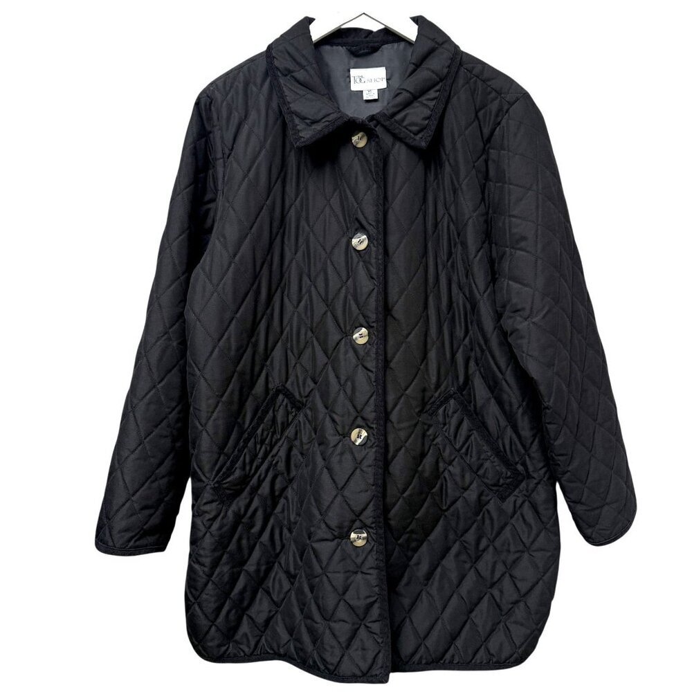 The Tog Shop Black Quilted Jacket XL Womens Barn Coat Preppy Equestrian